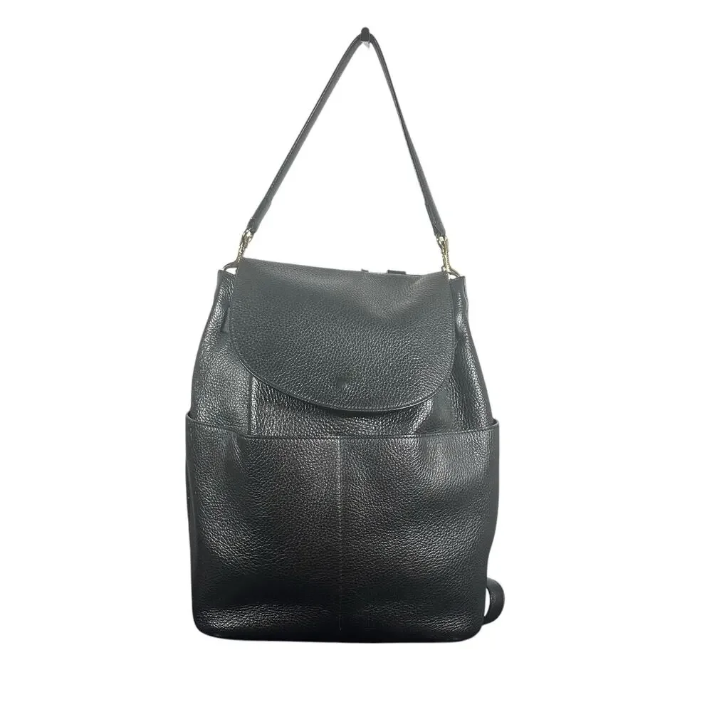 Cuyana Black Pebbled Leather Convertible Backpack Tote 13” original design